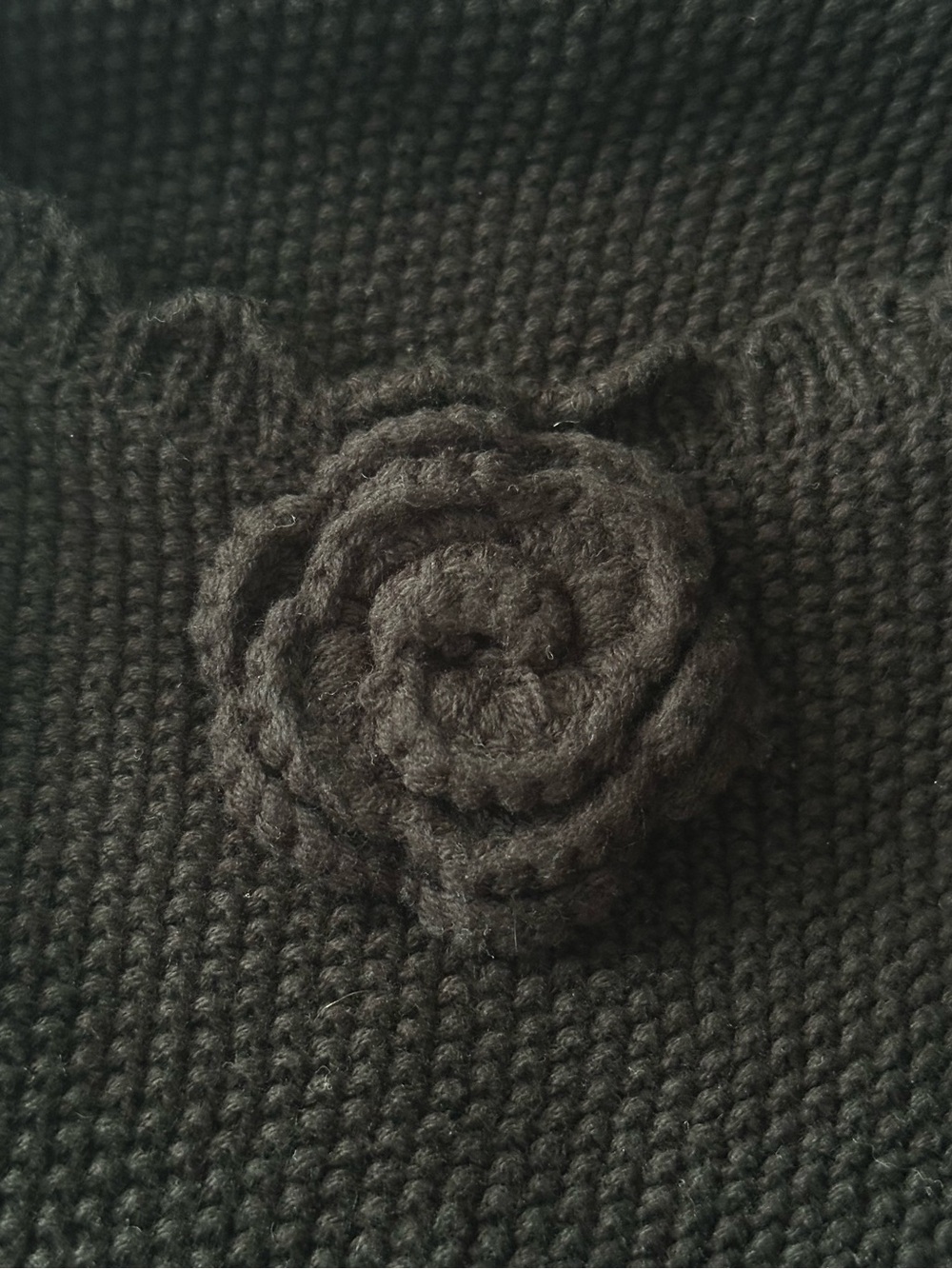 Wild Fable Viral Rosette Mini Black Knit Sweater Tank Dress with Crochet Flower - Picture 5 of 8